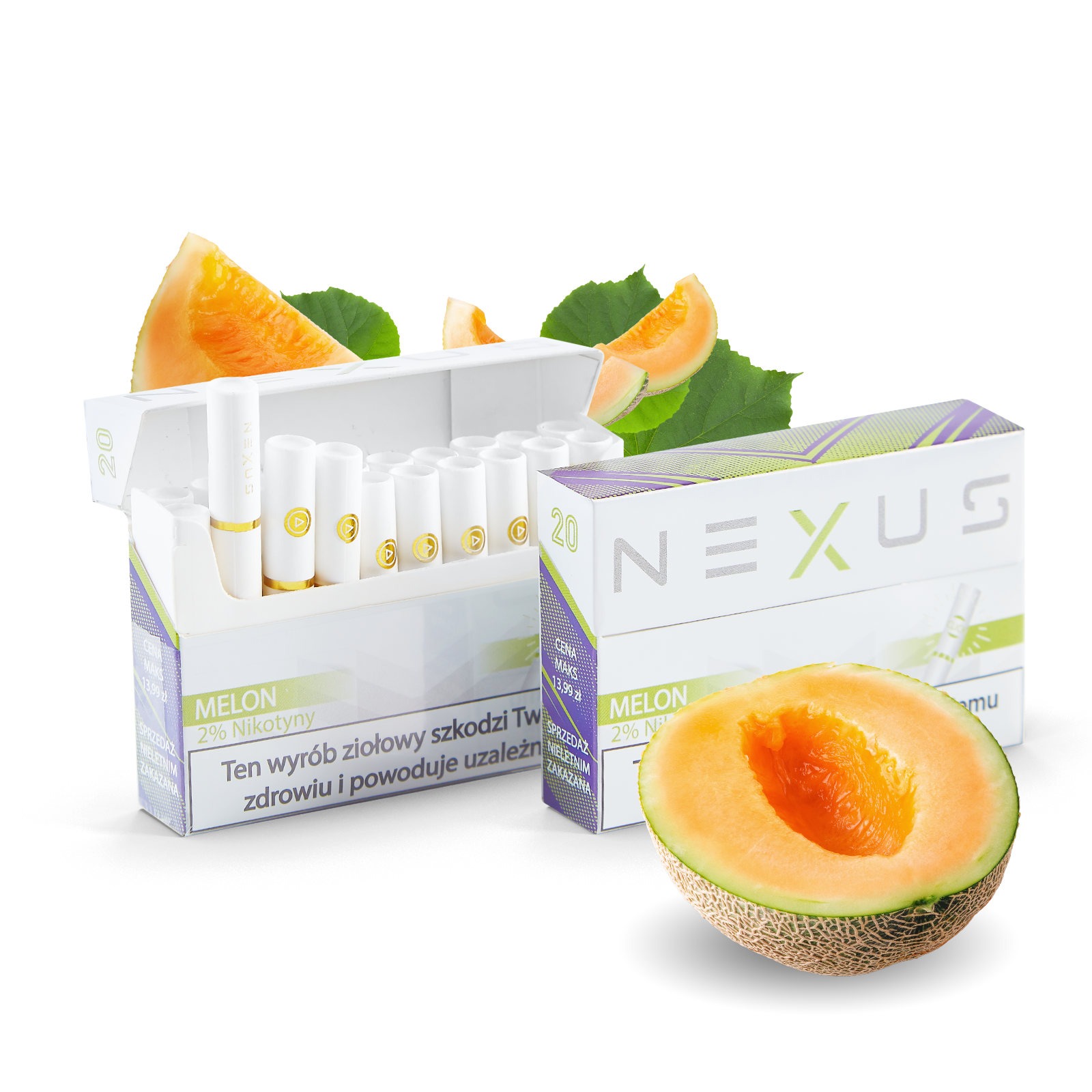 Wkłady do podgrzewacza NEXUS Melon z nikotyną oraz bez nikotyny do podgrzewaczy takich jak IQOS i NEXONE